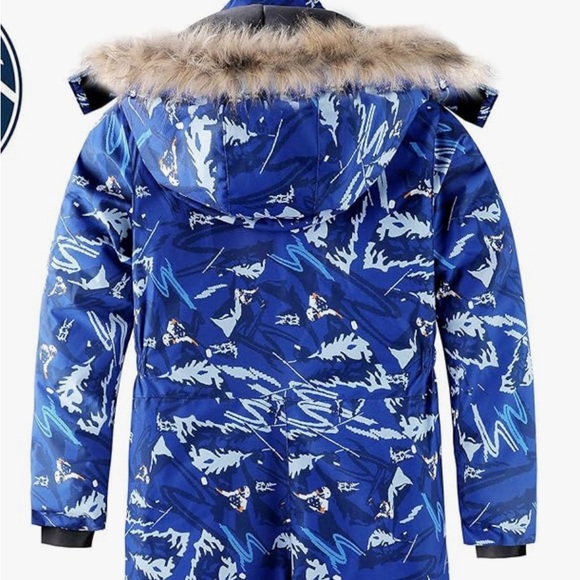 AFILOK kids winter overalls ski suit Blue and White Snowsuit Youth - Picture 2 of 15